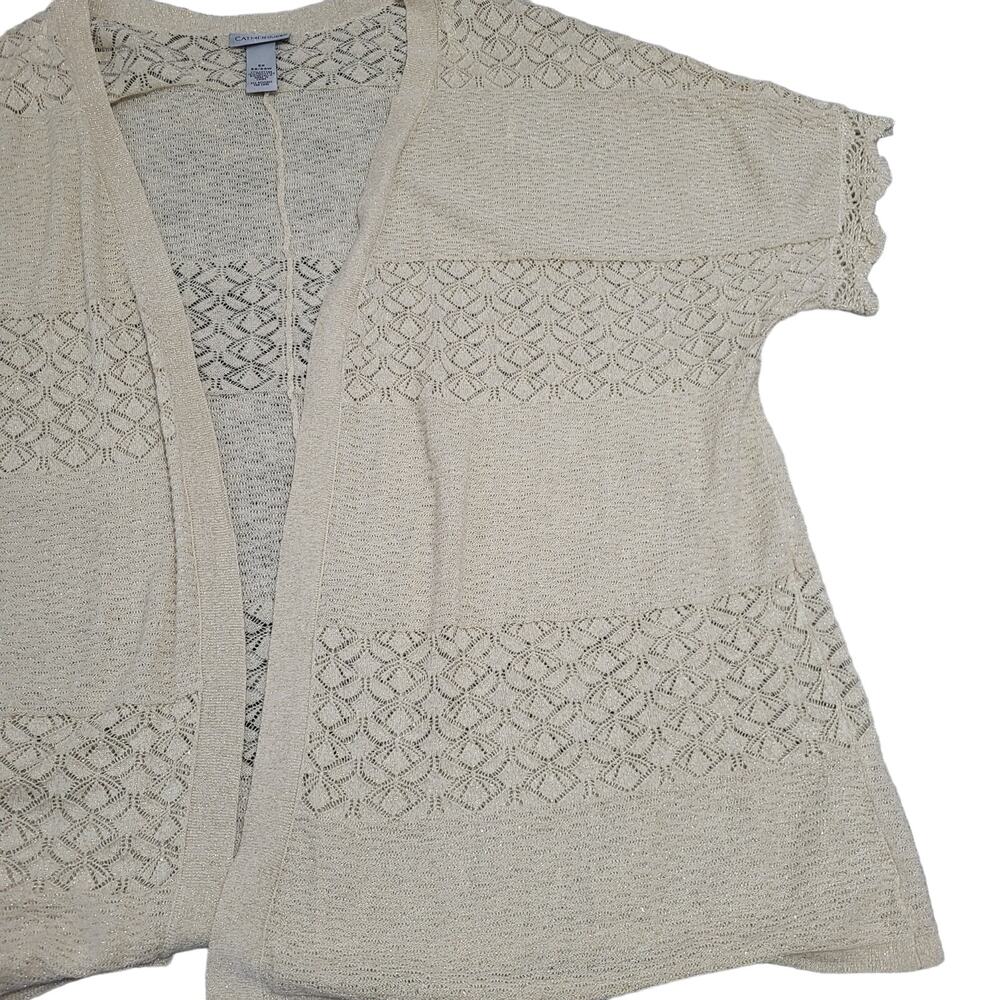 Catherines Tan & Gold Metallic Open Front Cardigan Sweater Size 2x 22/24